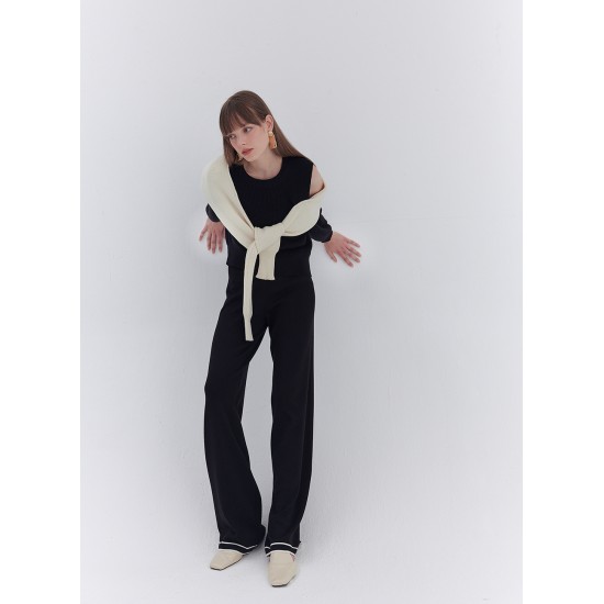 LAYERED KNIT JUMPER (BLACK/IVORY)