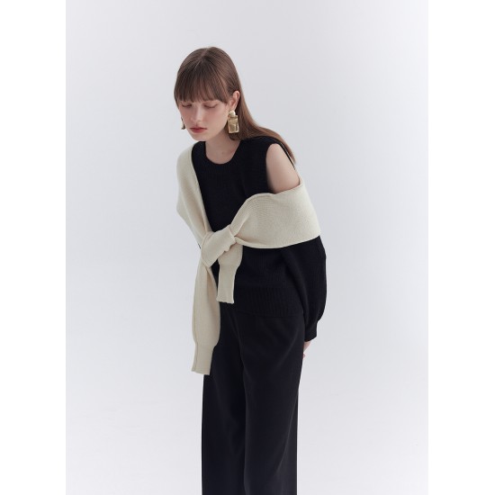 LAYERED KNIT JUMPER (BLACK/IVORY)