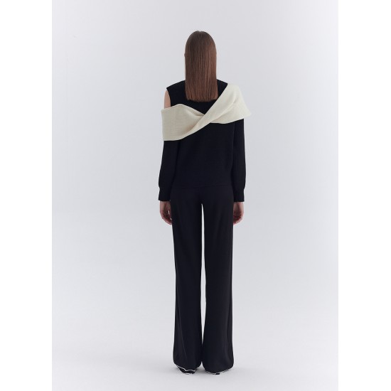 LAYERED KNIT JUMPER (BLACK/IVORY)