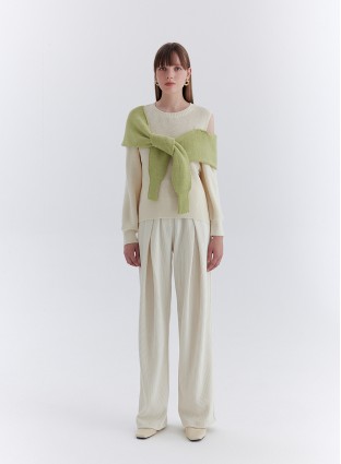 LAYERED KNIT JUMPER (IVORY/GREEN)