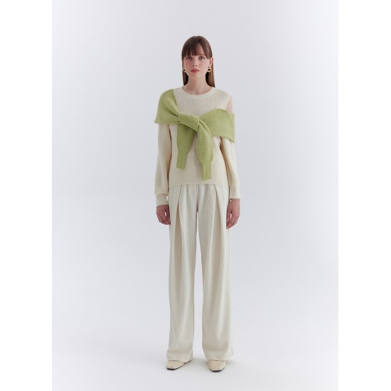 LAYERED KNIT JUMPER (IVORY/GREEN)