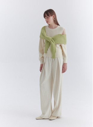 LAYERED KNIT JUMPER (IVORY/GREEN)