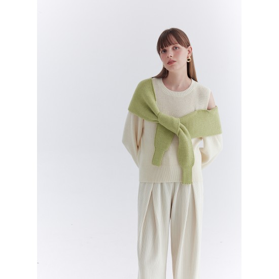 LAYERED KNIT JUMPER (IVORY/GREEN)