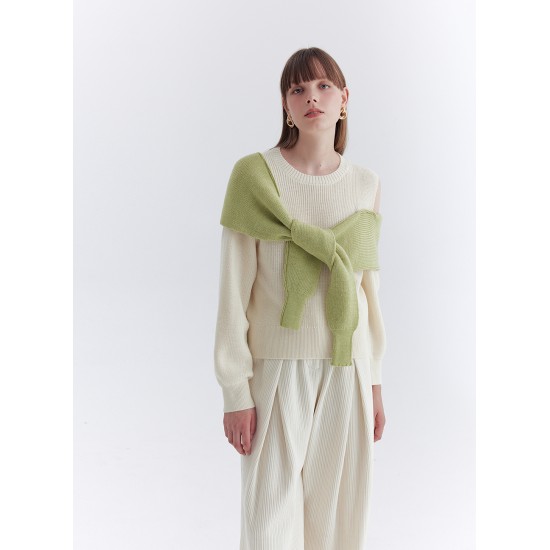 LAYERED KNIT JUMPER (IVORY/GREEN)