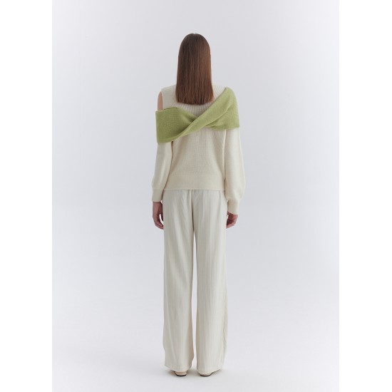 LAYERED KNIT JUMPER (IVORY/GREEN)