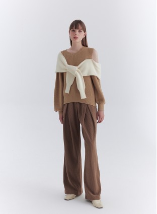 LAYERED KNIT JUMPER (CAMEL/IVORY)