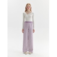 CHECKERED KNIT PANTS (PURPLE AND WHITE)