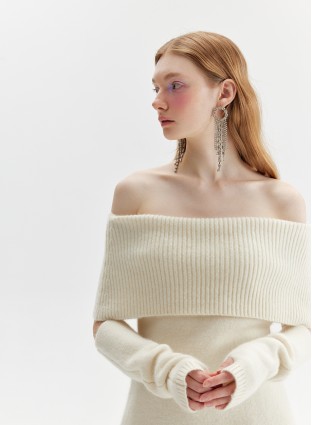 FINGERLESS MOHAIR KNIT (IVORY)