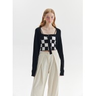 CHECKERED KNIT TWO-PIECE (BLACK AND WHITE)