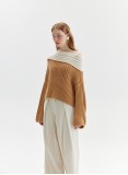 UNMUTE OFF-SHOULDER KNIT (CAMEL AND IVORY)