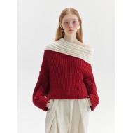 UNMUTE OFF-SHOULDER KNIT (RED AND IVORY)