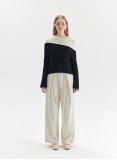 UNMUTE OFF-SHOULDER KNIT (BLACK AND IVORY)