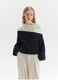 UNMUTE OFF-SHOULDER KNIT (BLACK AND IVORY)