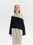 UNMUTE OFF-SHOULDER KNIT (BLACK AND IVORY)