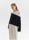 UNMUTE OFF-SHOULDER KNIT (BLACK AND IVORY)