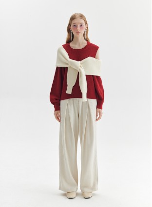 LAYERED KNIT JUMPER (RED/IVORY)