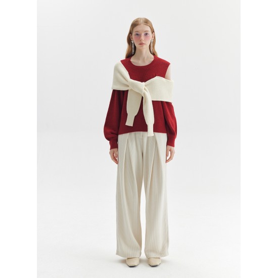 LAYERED KNIT JUMPER (RED/IVORY)