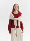 LAYERED KNIT JUMPER (RED/IVORY)