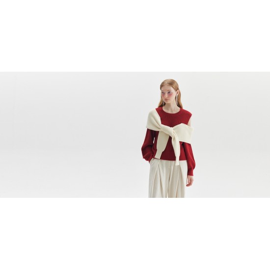 LAYERED KNIT JUMPER (RED/IVORY)