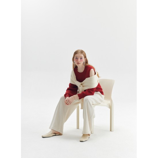 LAYERED KNIT JUMPER (RED/IVORY)