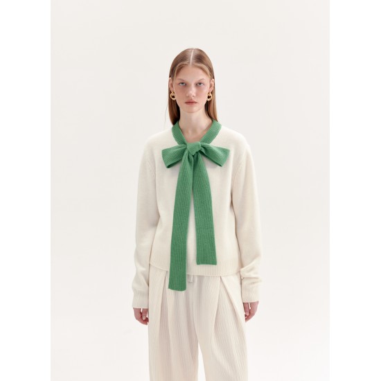 LOUISA WOOL JUMPER (GREEN AND IVORY)