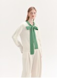 LOUISA WOOL JUMPER (GREEN AND IVORY)