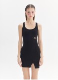 SLEEVELESS KNIT DRESS (BLACK)