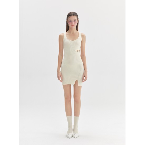 SLEEVELESS KNIT DRESS (CREAM)