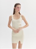 SLEEVELESS KNIT DRESS (CREAM)