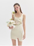 SLEEVELESS KNIT DRESS (CREAM)