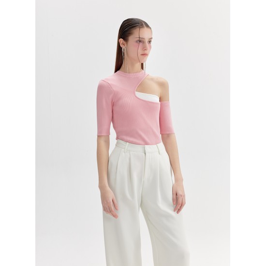 CUTOUT KNIT TOP (PINK)