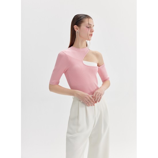 CUTOUT KNIT TOP (PINK)