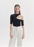 CUTOUT KNIT TOP (BLACK)