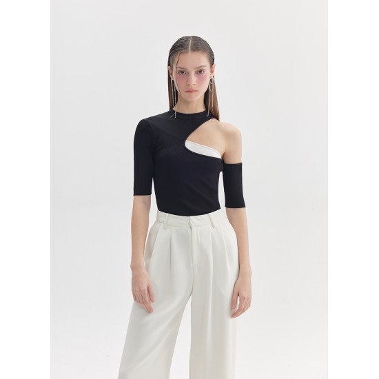 CUTOUT KNIT TOP (BLACK)