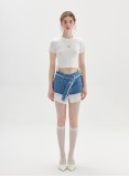 MILL DENIM SKIRT (DENIM AND WHITE)