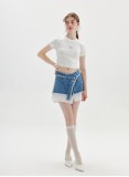 MILL DENIM SKIRT (DENIM AND WHITE)