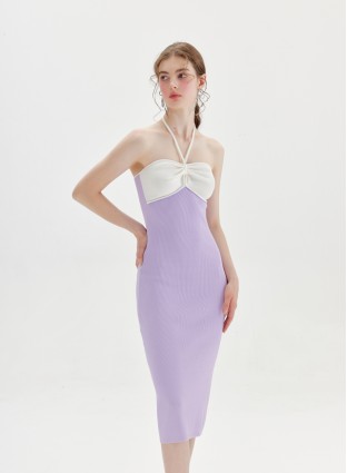 AZALEA KNIT DRESS (LILAC AND WHITE)