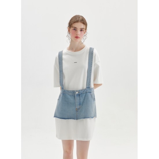 TIKI T-SHIRT DRESS (WHITE AND DENIM)