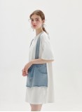 TIKI T-SHIRT DRESS (WHITE AND DENIM)