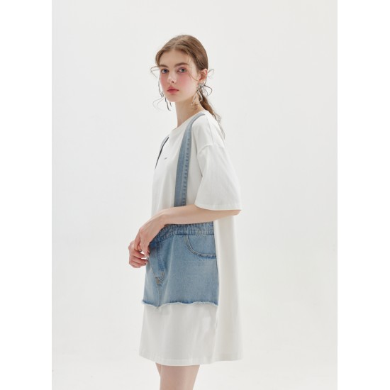 TIKI T-SHIRT DRESS (WHITE AND DENIM)