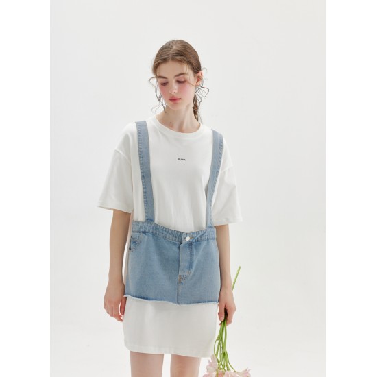 TIKI T-SHIRT DRESS (WHITE AND DENIM)