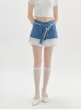 MILL DENIM SKIRT (DENIM AND WHITE)