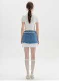 MILL DENIM SKIRT (DENIM AND WHITE)