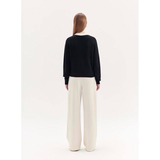 LOUISA WOOL JUMPER (BLACK AND IVORY)