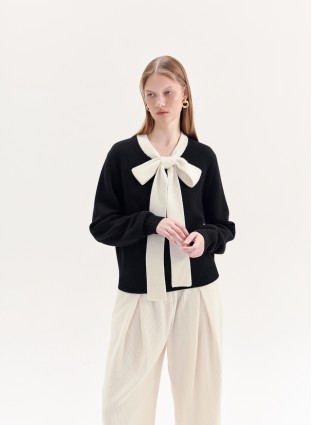 LOUISA WOOL JUMPER (BLACK AND IVORY)