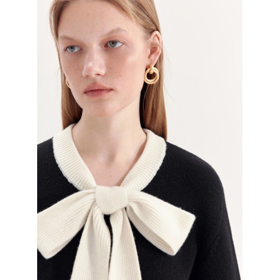 LOUISA WOOL JUMPER (BLACK AND IVORY)