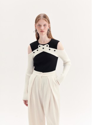 OMEO KNITTED JUMPER (BLACK AND WHITE)