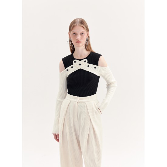 OMEO KNITTED JUMPER (BLACK AND WHITE)