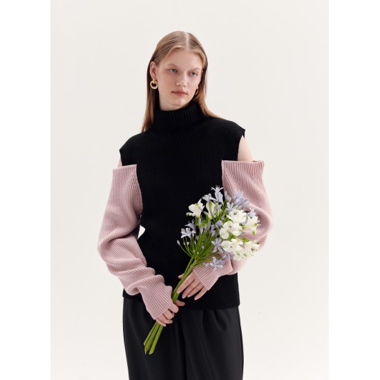 PAISLEY TURTLENECK JUMPER (PINK AND BLACK)