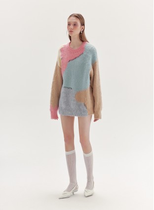 LINDON KNITTED JUMPER (PINK MULTICOLOUR)